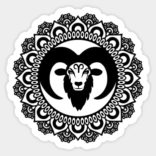 Aries Ram Zodiac Mandala Sticker